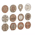 Chinese New Chinese Handles Hardware Handles Retro Yellow Ancient Copper Handles Brass Round Small Handles 3d model
