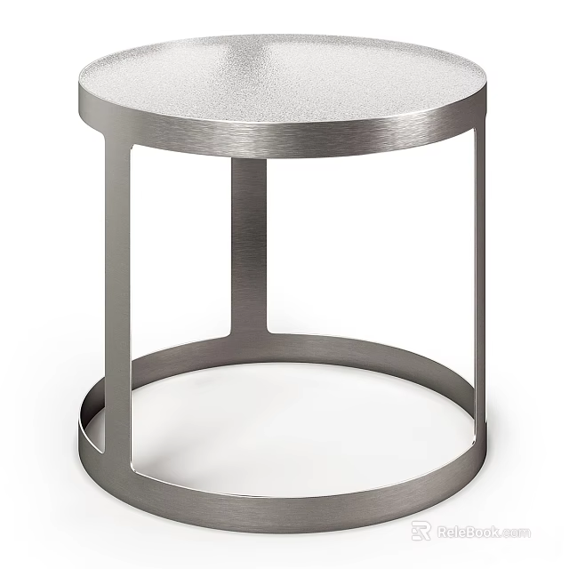 Round Modern Coffee Table With Sleek Metal Frame And Circular Base Design 3d model 