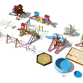 Outdoor Playground Equipment Including Slides Swings Sandpit Climbing Frames And Seesaws