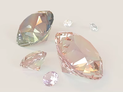 Brilliant Jewelry Gemstones With Different Cuts Pastel Colors And Various Sparkling Shapes 3d model