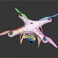 High Quality White Drone With Gold Stripes Four Propellers And Camera 3d model