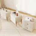 Modern Light Colored Nightstands With Drawers And Decorative Items On Top 3d model