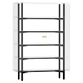 Modern Decorative Cabinet With Transparent Glass Shelves And Black Metal Frame