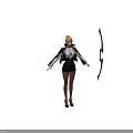 Game Movie Female Character In Uniform Style Outfit With Longbow Weapon
