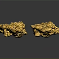 Wood Stone Decorative Pieces With Golden Texture And Intricate Patterns On Black Background With Reflections