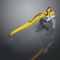 Yellow Mechanical Industrial Arm With Extended Reach Base And Hook Attachment