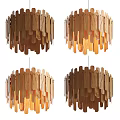 Modern Wooden Pendant Lights With Natural Wood Slats For Home Interior Decor