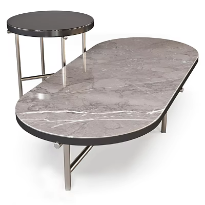 Stylish Modern Sofa Coffee Table Set With Marble Tabletop And Metal Frame For Living Room 3d model