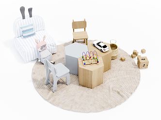 Modern Children's Table and Chair Children's Toys Table and Chair 3d model