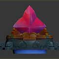 Elegant Decorative Ornament Set with Blue Base Orange Accents and Pink Crystal