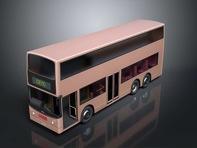 Rose Gold Toyota Double Decker Bus With Dark Windows And Digital Route 3d model