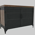Industrial Style Chest of Drawers With Wooden Top Perforated Metal Doors And Metal Legs