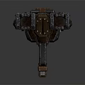 Futuristic Double Barrel Mechanical Weapon With Metallic Structure And Wooden Accents