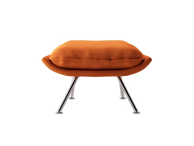 Modern Orange Padded Sofa Stool With Metal Legs For Living Room Decor 3d model