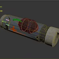 Industrial Pipeline Valve With Blue Body Gray Ends And Black Components Red Label