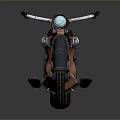 Vintage Unique Motorcycle Design With Red Body Black Tires And Classic Headlight
