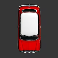 Red Vintage Mini Car Model With White Roof And Yellow Number 74