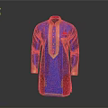 Blue Traditional Robe With Golden Decorations Red Lining And Pocket Detail