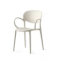Modern Light Beige Single Chair With Ergonomic Armrests And Streamlined Design 3d model