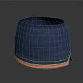 Stylish Blue Fabric Hat With Orange Trim And Green Stripes Design