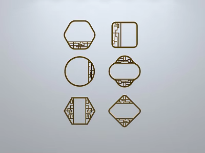 Traditional Chinese Lattice Windows Various Shapes Classic Design for Interior Decoration 3d model