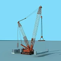 Orange Functional Vehicle Industrial Crane with Twin Booms for Construction Lifting Work