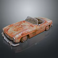 Vintage Rusted Convertible Car With Weathered Body And Classic Design