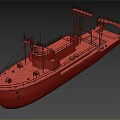 Ship North 3 With White Hull Red Bottom And Structures