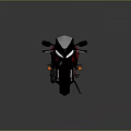 Black Sport Motorcycle With Red Flame Graphics And Modern Headlight Design