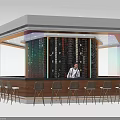 Modern Bar Counter With Wooden Top Wine Rack Wall Bartender And Bar Stools