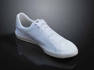 White Casual Sneakers With Classic Lace Up Design And Clean Minimalist Look 3d model