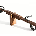 Sturdy Wooden Seesaw Playground Equipment Featuring Metal Handles For Kids Outdoor Fun