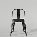 Modern Black Metal Leisure Chair with Curved Backrest and Sturdy Legs Design