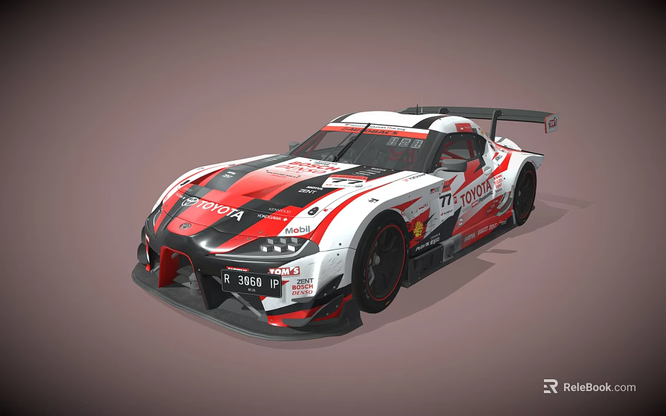 Toyota Gazoo Racing Race Car With White Red Livery Rear Wing And Number 71 3d model 