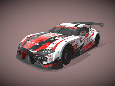 Toyota Gazoo Racing Race Car With White Red Livery Rear Wing And Number 71 3d model