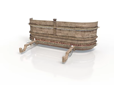 Ancient Wooden Boat With Multi Deck Structure And Decorative Details Display Model 3d model