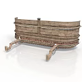 Ancient Wooden Boat With Multi Deck Structure And Decorative Details Display Model