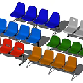 Public Chairs in Various Colors Including Blue Red Green Orange and Gray