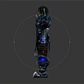 Mythical Armored Warrior In Blue Silver Armor With Giant Battle Axe And Blue Accents