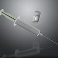 Medical Syringe And Vaccine Vial For Injection Use On Black Surface