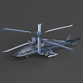 Modern Military Helicopter Model With Dark Color Rotating Propellers And Detailed Design