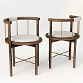 Modern Wooden Dining Chairs With White Padded Seats Crossed Legs And Metal Accents