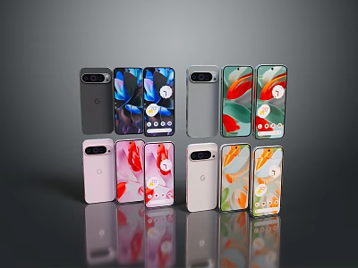 Various Smartphones With Different Colors And Stylish Designs On 3d model