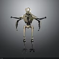 Mechanical Robot Character With Metallic Structure And Futuristic Design On Dark Reflective Surface 3d model