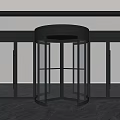 Modern Revolving Door Entrance Design With Glass Panels And Black Metal Frame