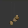 Modern Woven Hanging Lighting Combination with Three Teardrop Shades and Black Cords
