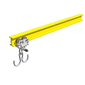 Heavy Duty Industrial Crane with Yellow Beam Silver Pulley and Lifting Hook