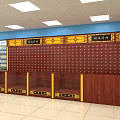 Wellness Products Store With Blue Shelves Organized Layout And Cashier Counter