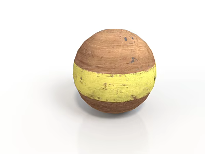 Round Brown Food Ball With Yellow Stripe And Spotted Surface Details 3d model