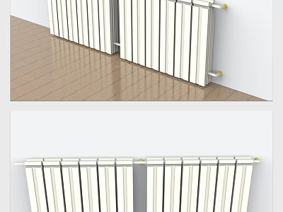 Modern White Wall Mounted Radiator Design In Room With Wooden Floor 3d model
